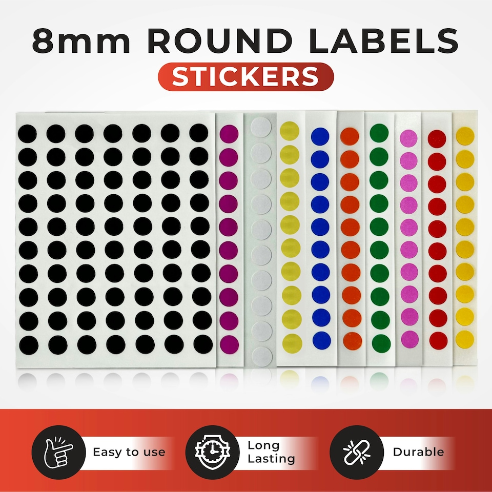 image 1 of Pack of 560 Red 8mm Round Labels - Stickers