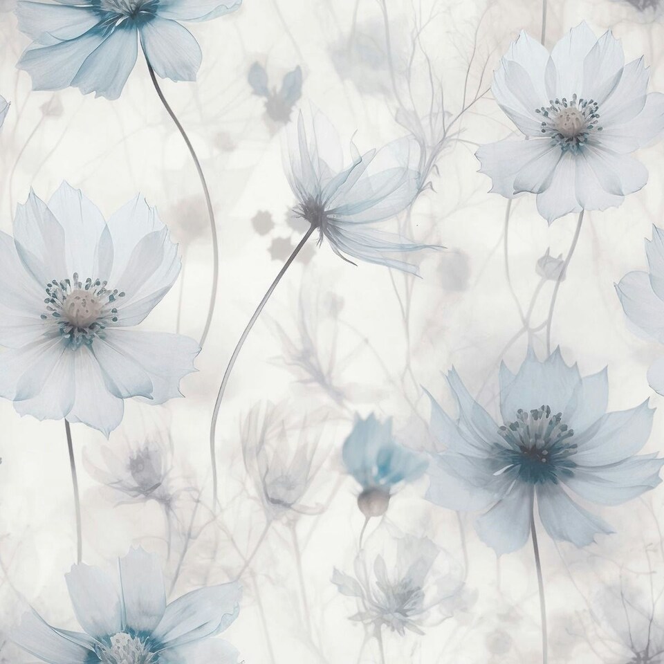 image 1 of Muriva Lissa Flowers Wallpaper - Blue - 10m x 53cm | Blue