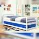 image 4 of 3ft Single Wooden Bed Frame In White With Blue Storage Drawers