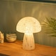 image 1 of ValueLights Beau White Confetti Glass Mushroom Table Lamp with Tapered Lampshade - Bulb Included White