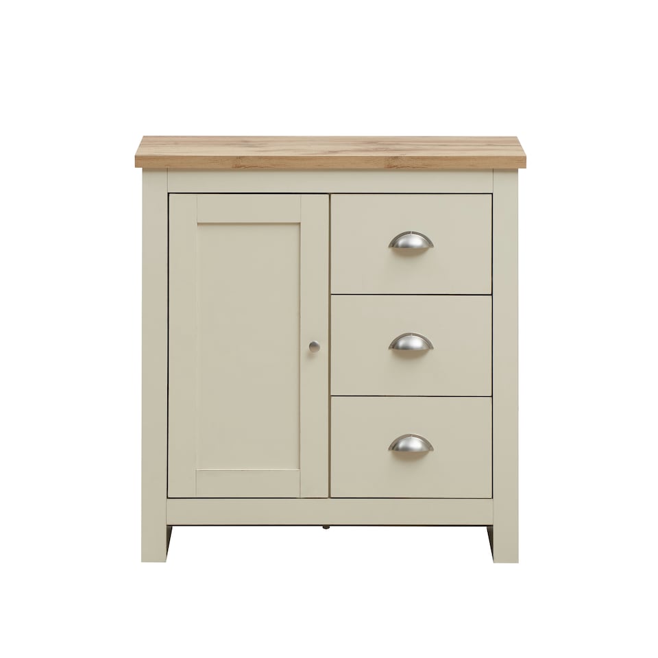 image 1 of Lisbon Sideboard with 1 Door & 3 Drawers Cream & Oak