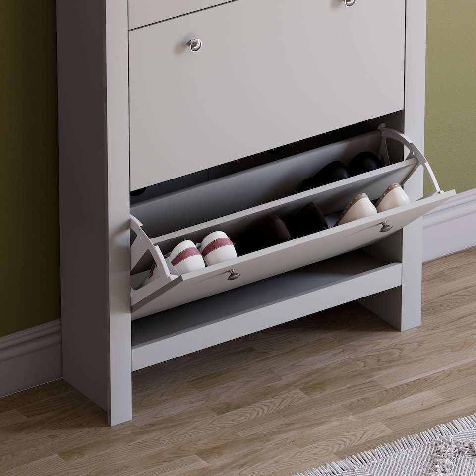 image 1 of Vida Designs Arlington 2 Door 1 Drawer Shoe Cabinet Shoe Rack Storage Cupboard, Grey & Oak