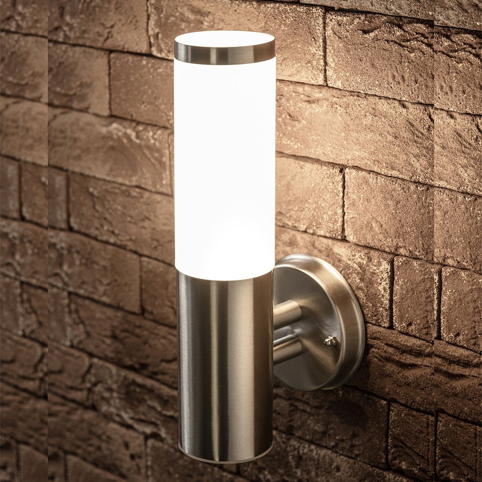 image 1 of CGC Lighting Aster Stainless Steel Outdoor Wall Light | Multi | Grey / silver | Height: 33 cm, Depth: 14.4 cm, Width: 11.8 cm