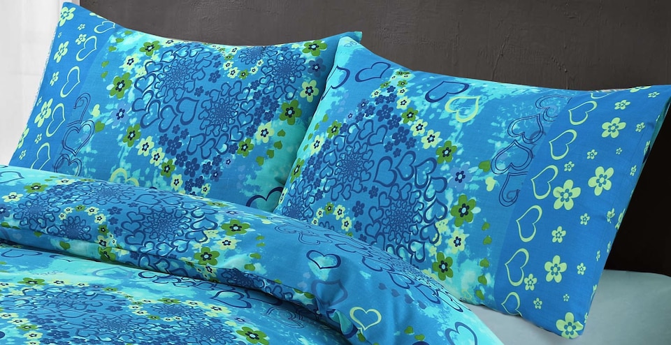 image 1 of Homes Linen Luxury Polycotton Jasmine Floral Duvet Cover Set with Pillowcases Soft Printed Bedding Set | Clear | Teal | Super King