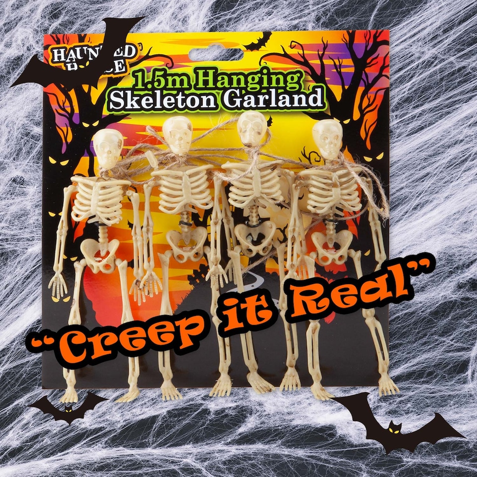 image 1 of PMS Halloween Hanging Skeletons Decorations - Set of 4 White