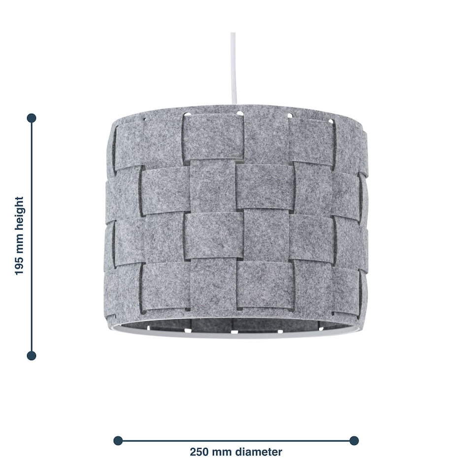 image 1 of Warner - Grey Felt Weave Easy Fit Pendant Shade | Grey | Medium | 1