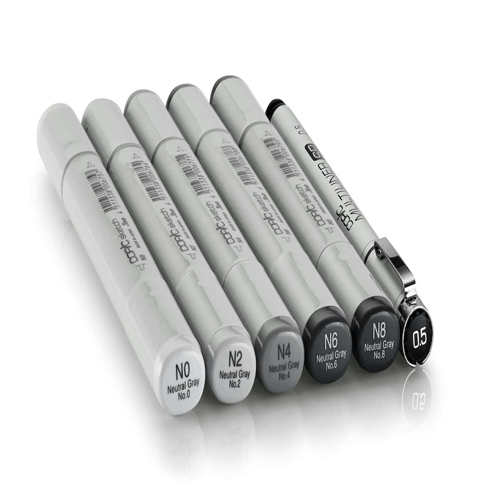 image 1 of Copic Sketch Set, Greys, Set of 5 + 1