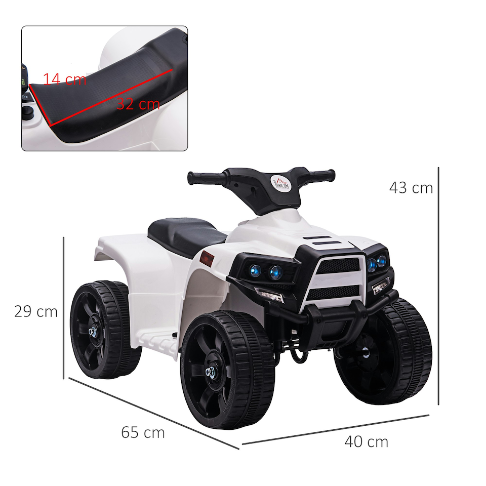 image 1 of HOMCOM 6 V Kids Ride on Cars Electric ATV for 18-36 months Toddlers White+Black