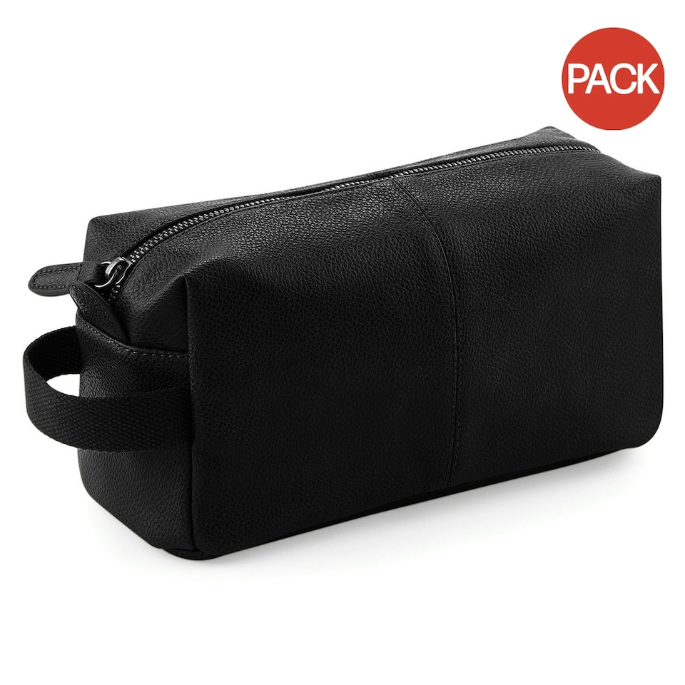 image 1 of Quadra NuHide Faux Leather Washbag (Pack of 2) - Black - One Size Black