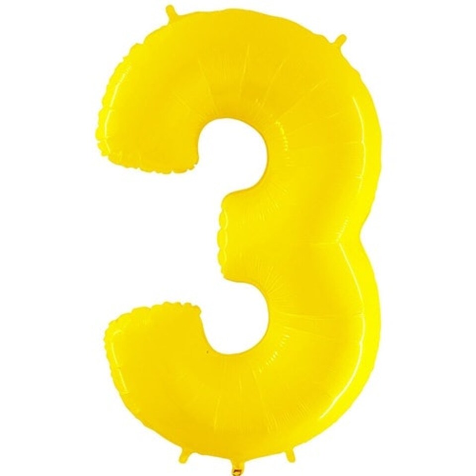 Number 3 Yellow Helium Foil Giant Balloon 102cm / 40 in