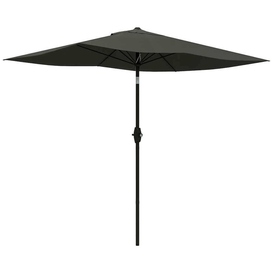 image 1 of Outsunny 2 x 3(m) Garden Parasol Rectangular Market Umbrella w/ Crank Dark Grey