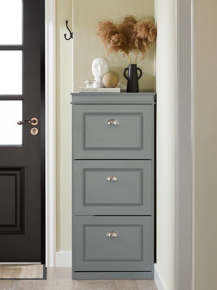 image 1 of SoBuy 3 Flip-Drawer Shoe Cabinet, Gray, 20.9x9.4x46.1 inches, 21.5 kg - FSR94-HG