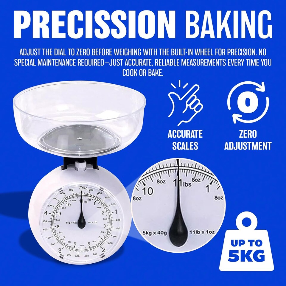 image 1 of 5kg Retro Kitchen Scale Weighing Cooking Baking Weight Vintage Compact