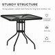 image 6 of Outsunny 76 cm Square Dining Table with Parasol Hole, Outdoor Coffee End Side Table with Tempered Glass Top, Steel Frame for Garden, Patio, Black