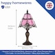 image 5 of Quirky and Petite Pink Stained Glass Tiffany Lamp with Clear Strip and Beads | Pink