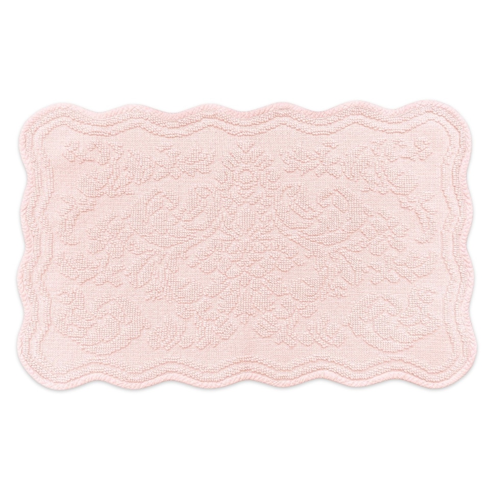 image 1 of Gracie Floral Jacquard Scalloped Bath Mat