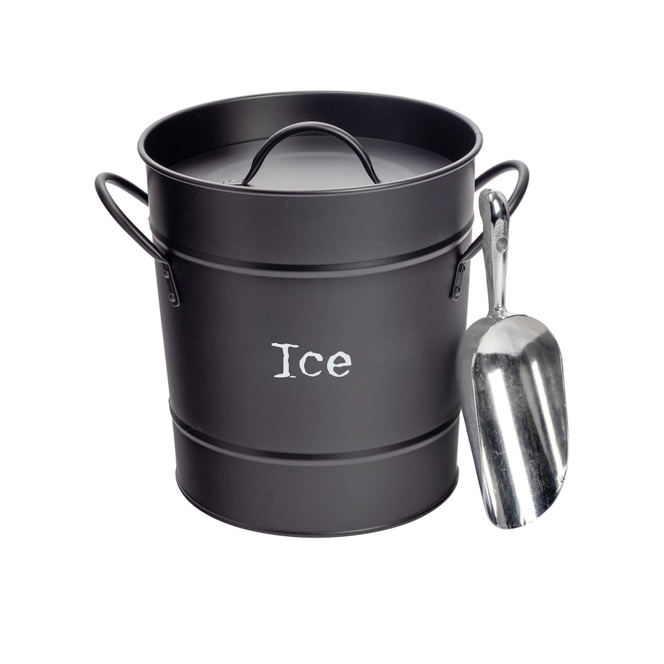 image 1 of Harbour Housewares Vintage Metal Ice Bucket with Scoop - Black