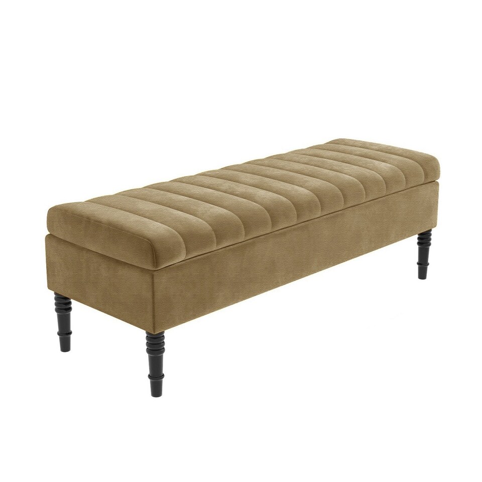 image 1 of Safar 180cm Ottoman Storage Bench - Naples Shoe Bench - Brown Lined Upholstery Storage Footstool