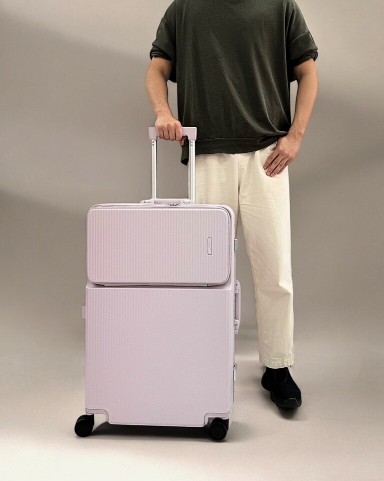 image 1 of Large Suitcase 26’ Inch Hard Shell Checked Luggage - Lightweight, Durable with Built-in Cupholder, TSA Lock, Dual Spinner Wheels