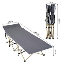 Living and Home Portable Folding Camping bed - Grey 190cm | Grey | Portable/Travel