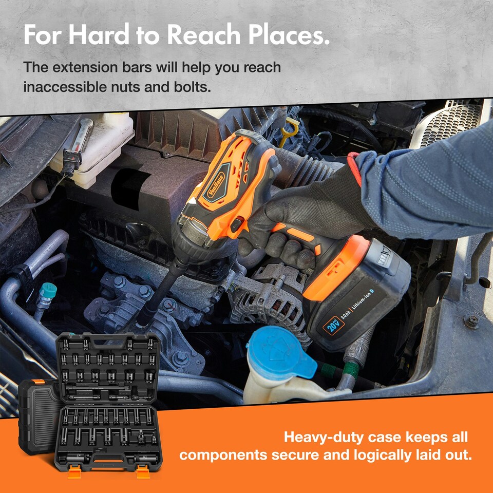 image 1 of VonHaus 40pcs Heavy Duty 1/2 Impact Socket Set with Carry Case