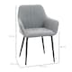 image 7 of HOMCOM Dining Chairs Upholstered Linen Fabric Metal Legs, Set of 2, Light Grey