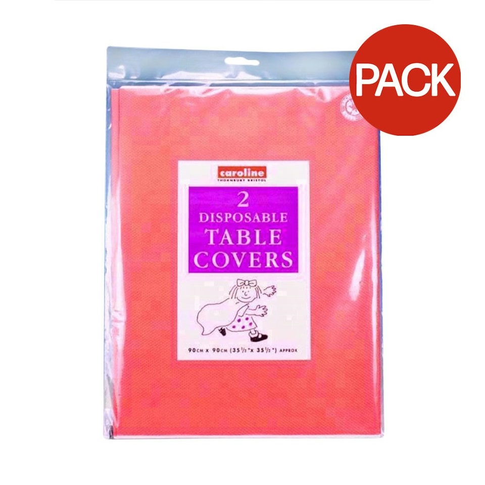 Caroline Paper Square Party Table Cover (Pack of 2) - Red - 90cm x 90cm