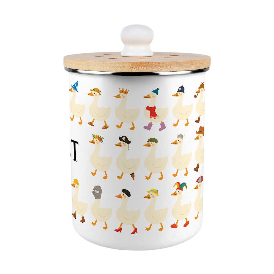 image 1 of Silly Goose Compost Caddy - Metal 2L Decorative Kitchen Food Waste Bin