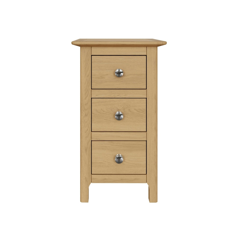 image 1 of Taberno Oak 3 Drawer Bedside Table Nightstand Cabinet Natural Oak