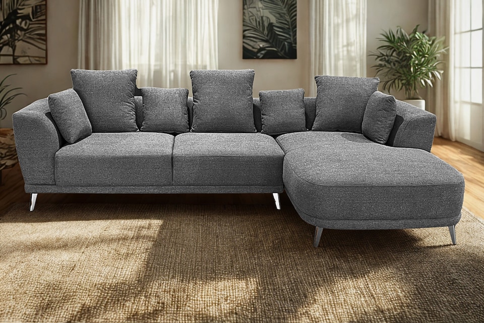 image 1 of The 3 Seater Nova Lounger Left Corner Sofa in Grey or Cream | Grey | One Size