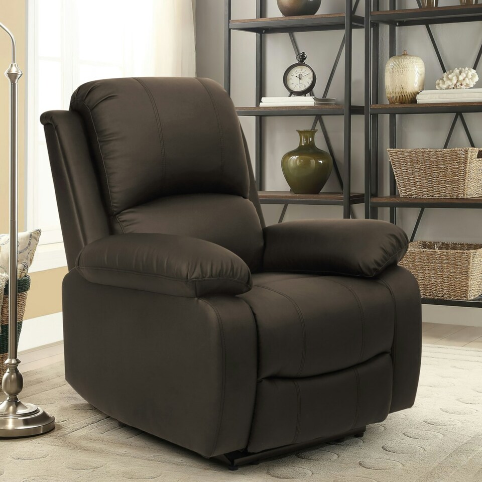 image 1 of Faux Leather Reclining Arm Chair In Brown