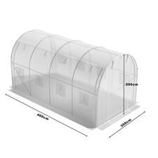 Living and Home White Outdoor Walk-in Tunnel Greenhouse with Steel Frame - 4*3x*2M