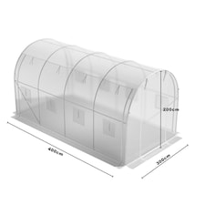 Living and Home White Outdoor Walk-in Tunnel Greenhouse with Steel Frame - 4*3x*2M