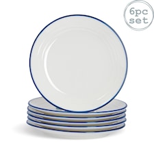 Nicola Spring White Farmhouse Dessert Plates - 21cm - Pack of 6 | White | White