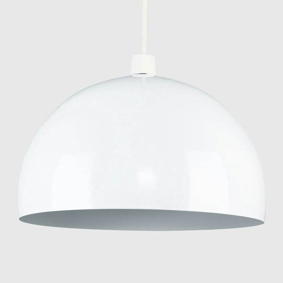 image 1 of ValueLights Modern Gloss White Metal Dome Ceiling Pendant Light Shade