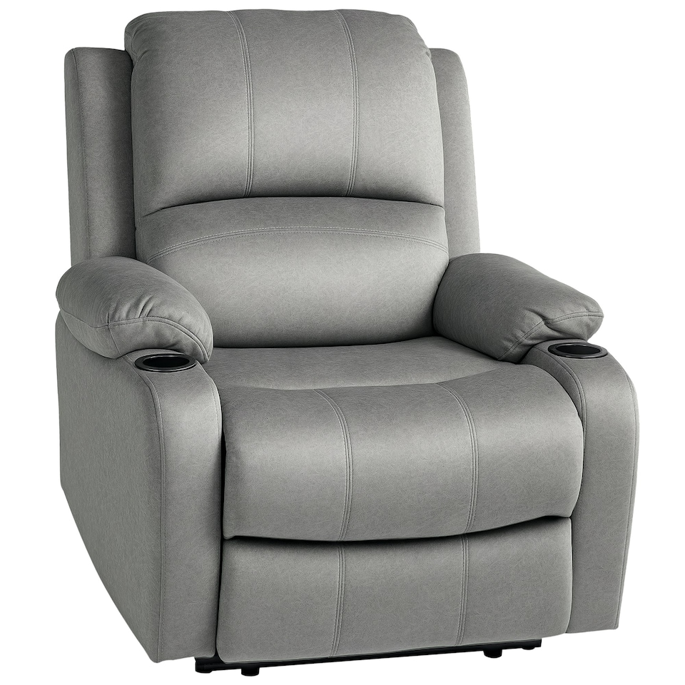 image 1 of HOMCOM Recliner Armchair for Living Room, Recliner Chair with Cup Holder Grey | Multi | Chair