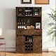 image 3 of COSTWAY 184cm Tall Kitchen Cupboard Buffet Storage Cabinet Brown