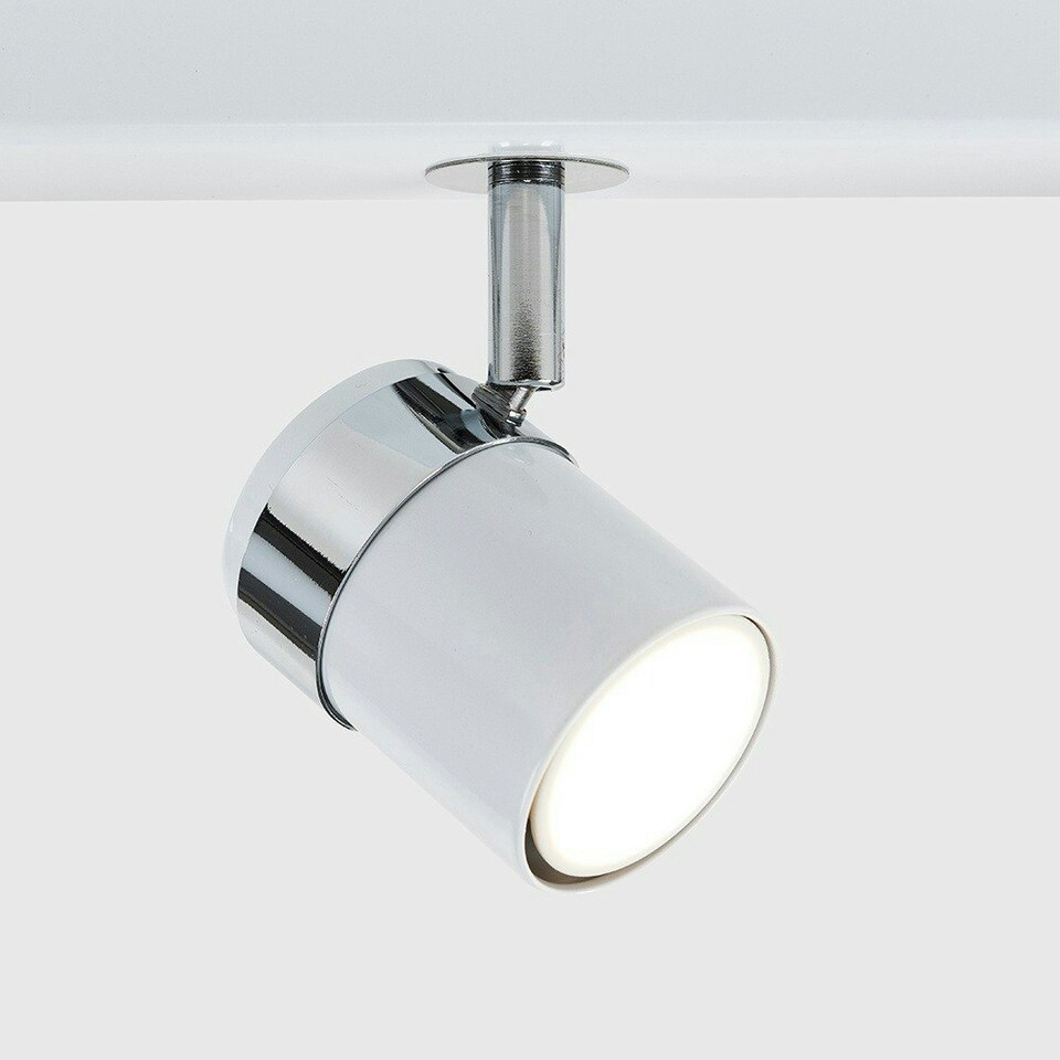 image 1 of ValueLights Modern 6 Way Gloss White Chrome Straight Bar Ceiling Spotlight Fitting