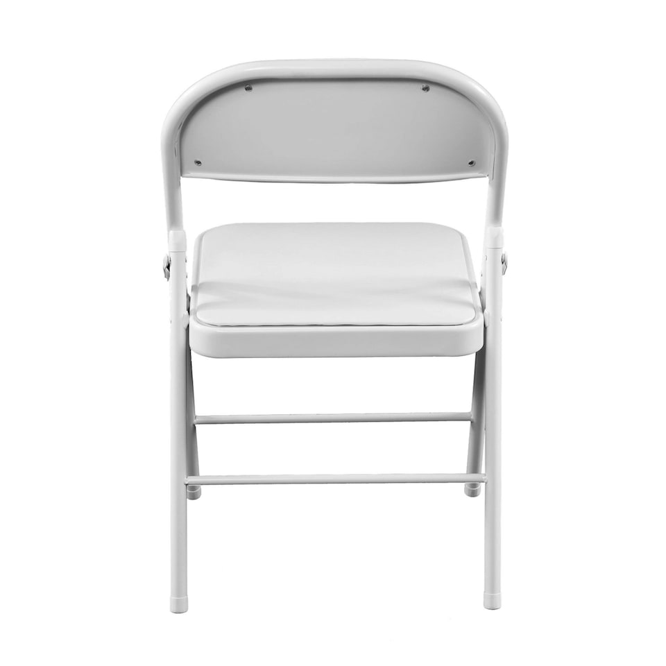 image 1 of Oypla Heavy Duty White Padded Folding Metal Desk Office Chair Seat
