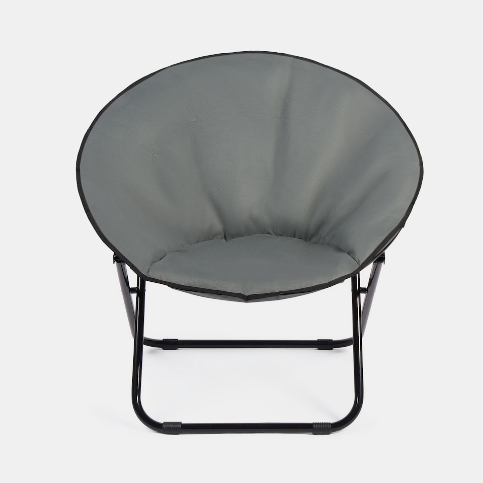 image 1 of OHS Plain Dyed Portable Lightweight Folding Soft Plush Padded Outdoor Garden Travel Camping Moon Chair Grey | Charcoal