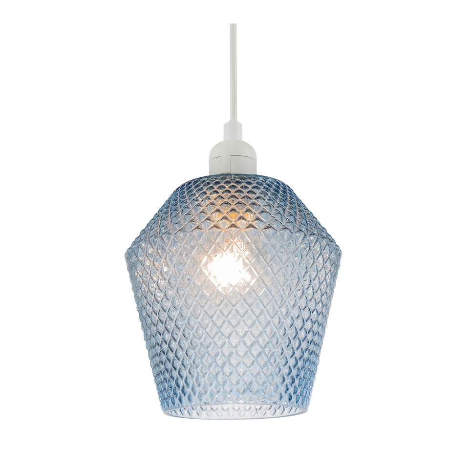 image 1 of Modern and Compact Diamond Design Midnight Blue Glass Pendant Shade | Blue