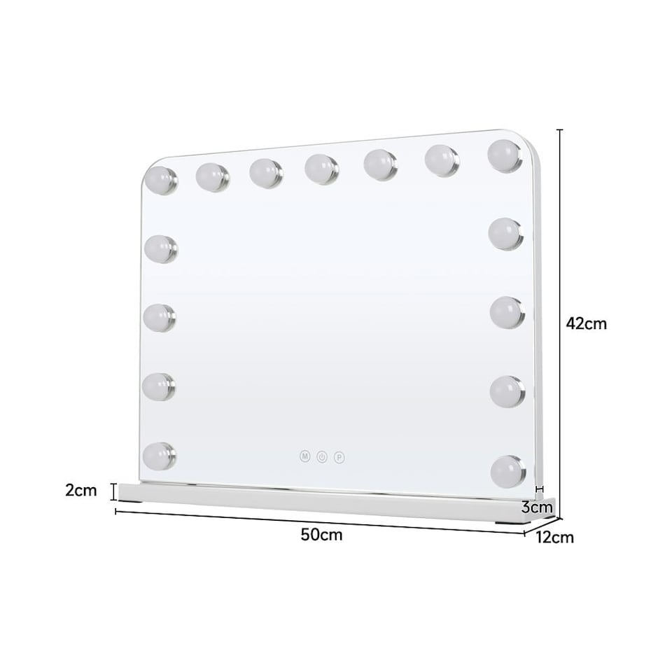 image 1 of Living and Home Hollywood LED Makeup Vanity Mirror Dimmable 15 Bulbs