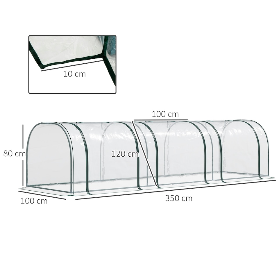 image 1 of Outsunny Tunnel Greenhouse Steel Frame for Garden Backyard w/ Zipper Doors