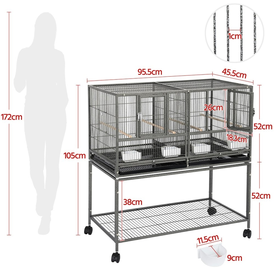 image 1 of Yaheetech 105 cm Tall Stackable and Divided Breeder Cage Black