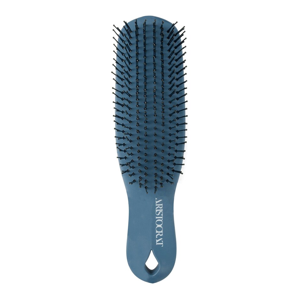 image 1 of Aristocrat Travel Scalp & Hair Brush Dual-Length Nylon Pins Travel Size | Blue | Travel-sized