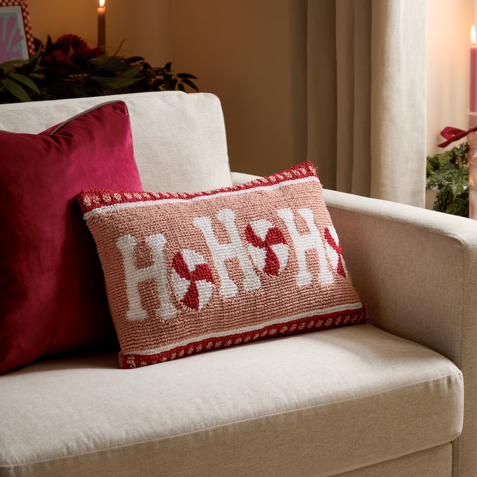 image 1 of Furn Candy Ho Ho Ho Tufted Christmas Cushion
