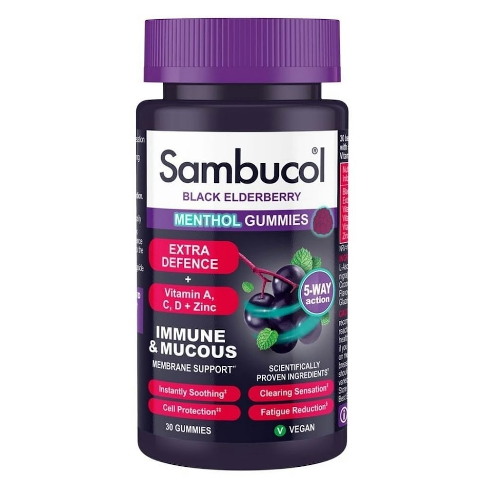 image 1 of Sambucol Black Elderberry Menthol Gummies 30