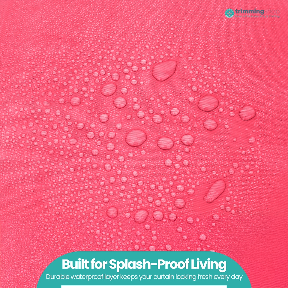 image 1 of Hot Pink Mould & Mildew Resistant Shower Curtain with 12 Hooks - 180x180cm