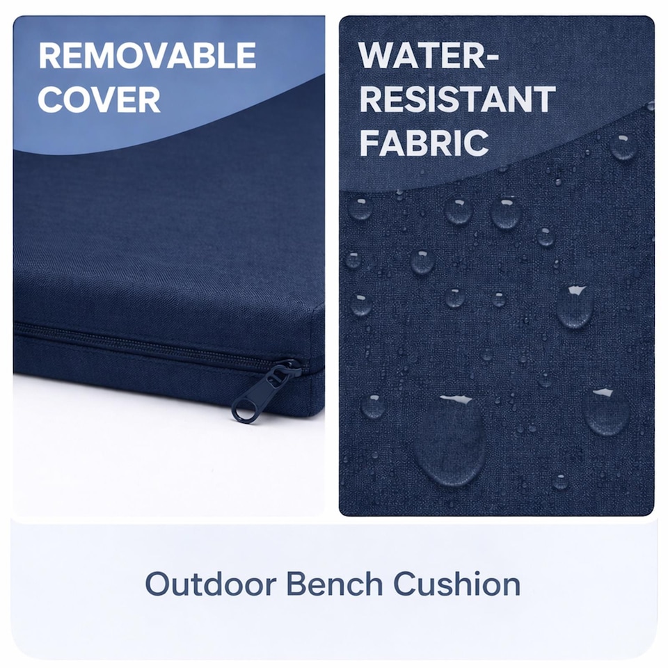 image 1 of House Of Home Navy Outdoor Bench Cushion 2 Seater 108cm