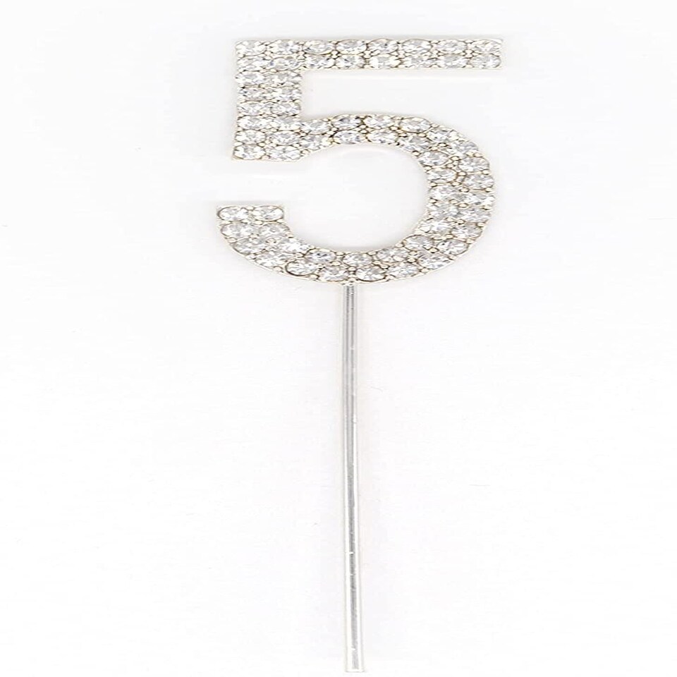 image 1 of Silver Diamond Number 50 Cake Topper Silver